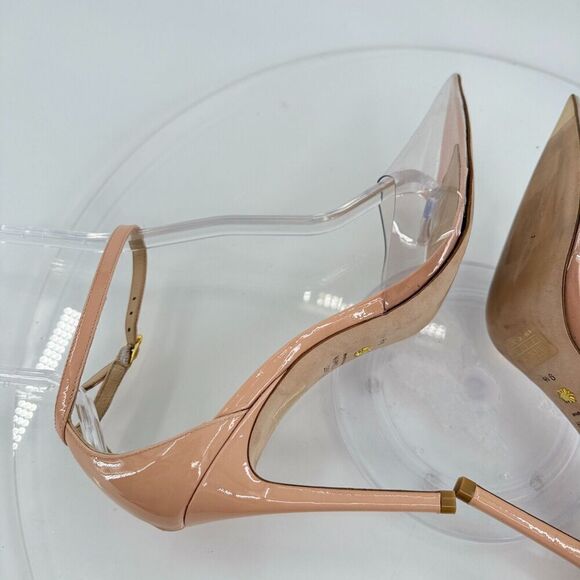 Stuart Weitzman Stuart PVC Pointed Toe Pump 9.5 Nude Patent Leather Stilleto - Picture 8 of 16